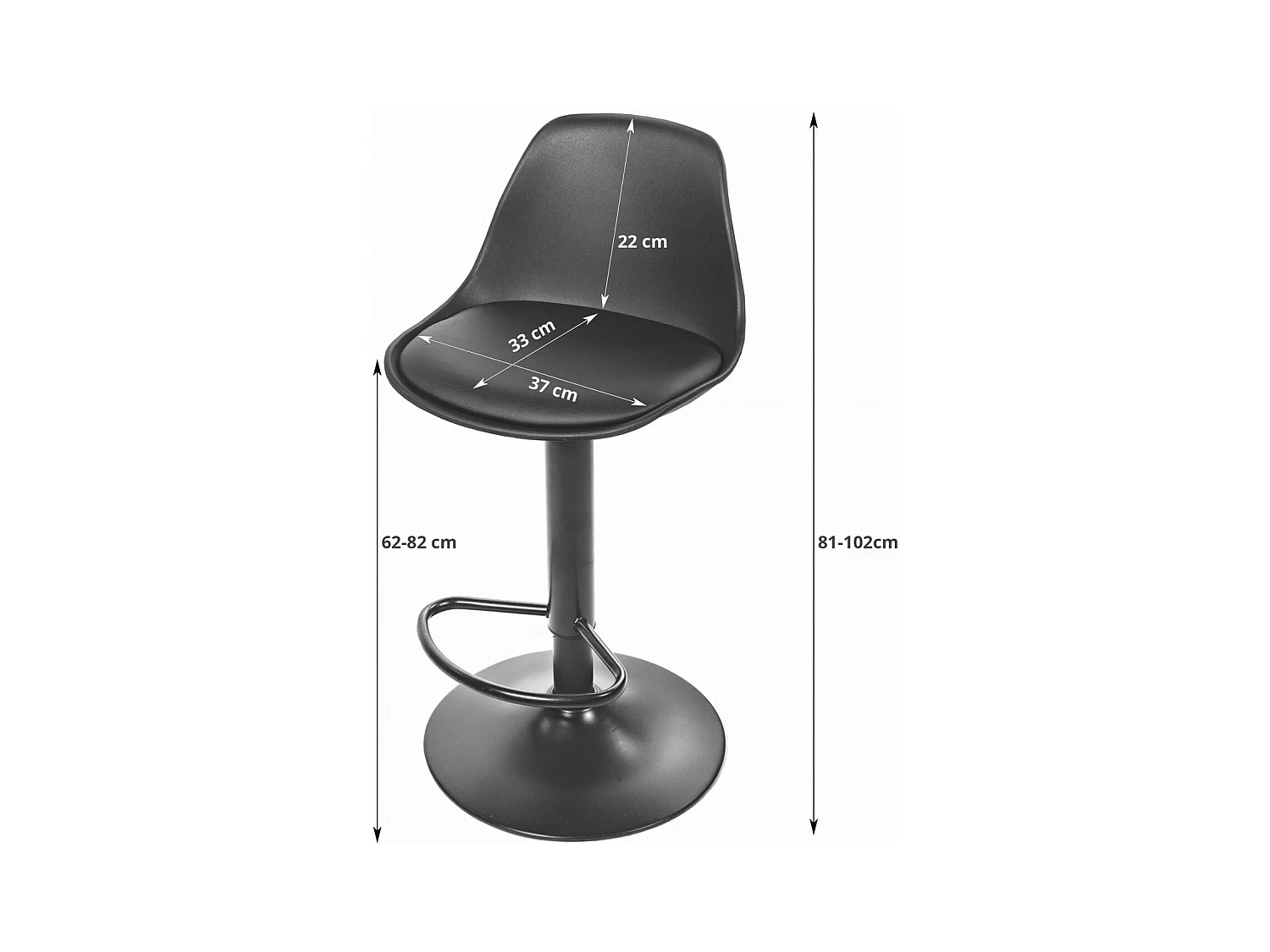 Tabouret HOGA - noir / piètement chromé x 2