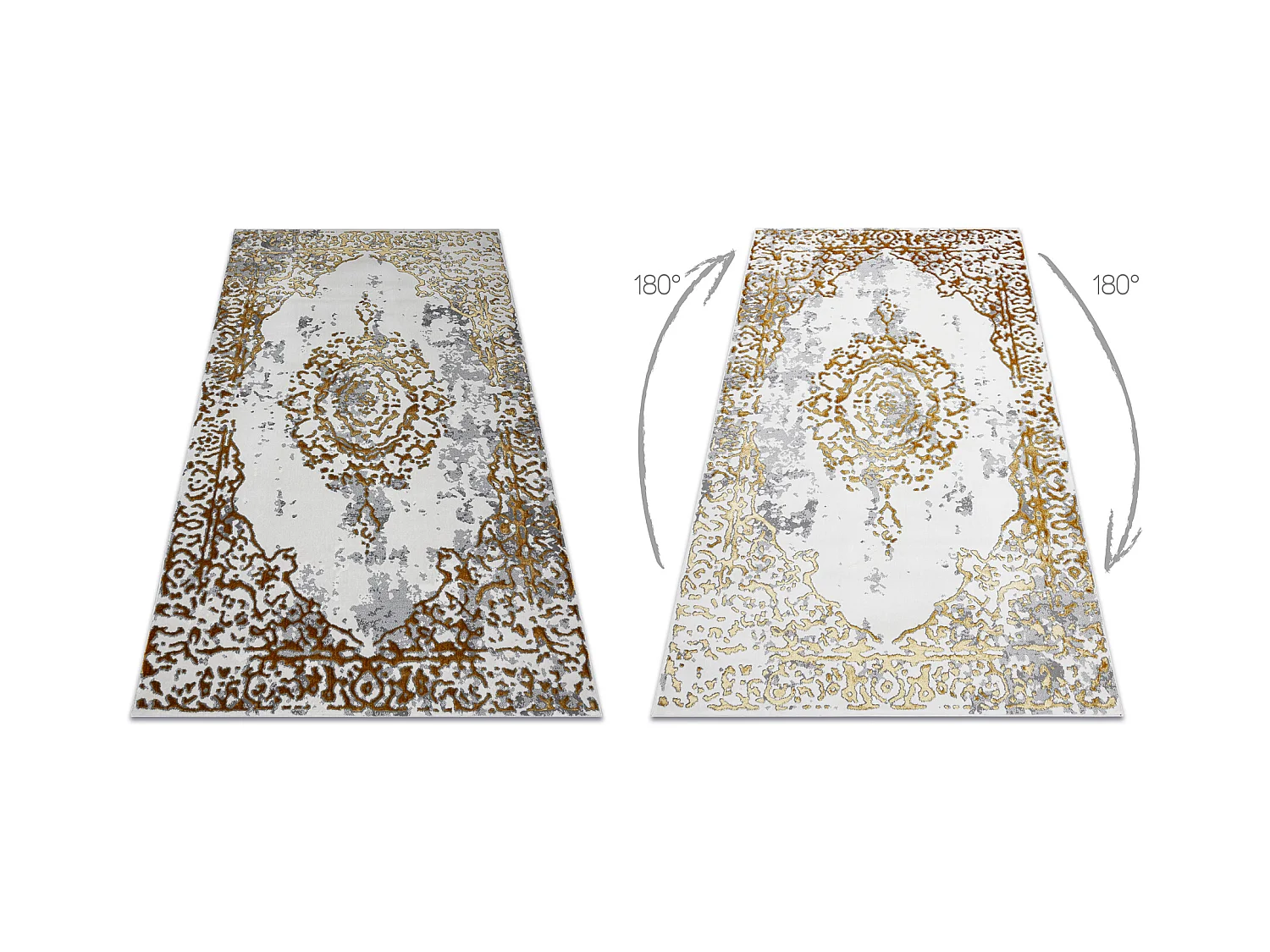 Tapis ALLURE 1961 Ornement, cadre - Structurel, élégant, glamour or  240x330 cm