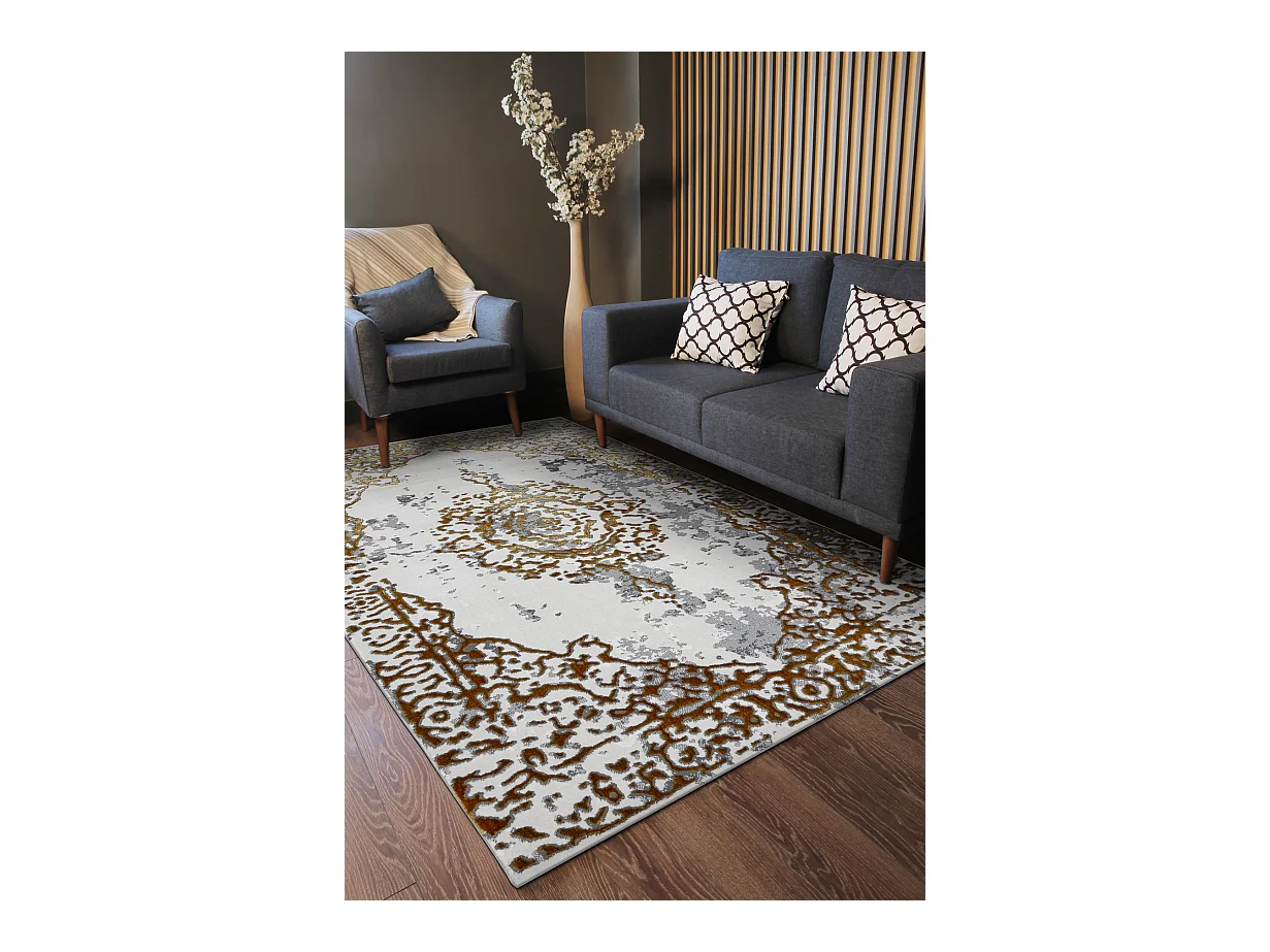 Tapis ALLURE 1961 Ornement, cadre - Structurel, élégant, glamour or  240x330 cm