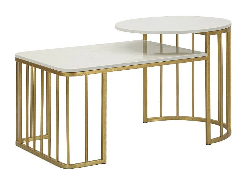 Tavolo da caffé in metallo dorato e marmo cm 90x50x50
