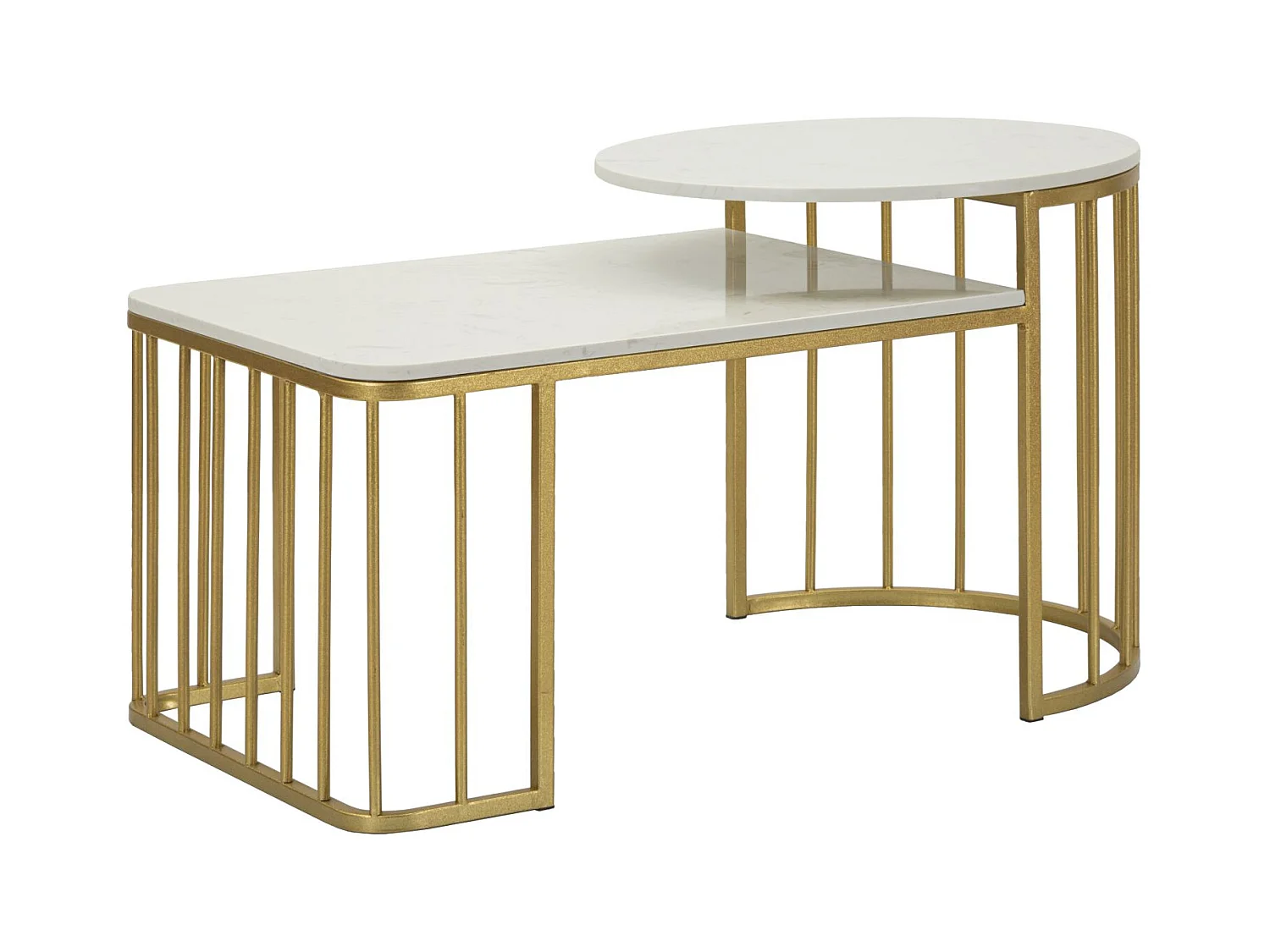 Tavolo da caffé in metallo dorato e marmo cm 90x50x50