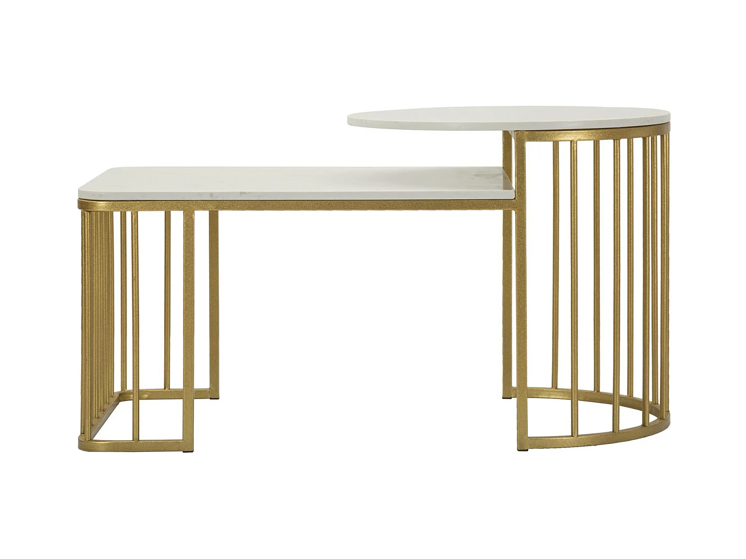 Tavolo da caffé in metallo dorato e marmo cm 90x50x50