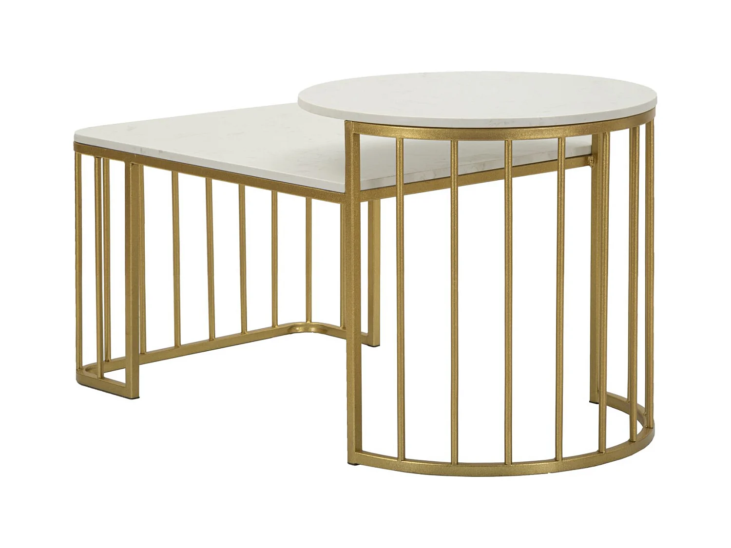 Tavolo da caffé in metallo dorato e marmo cm 90x50x50