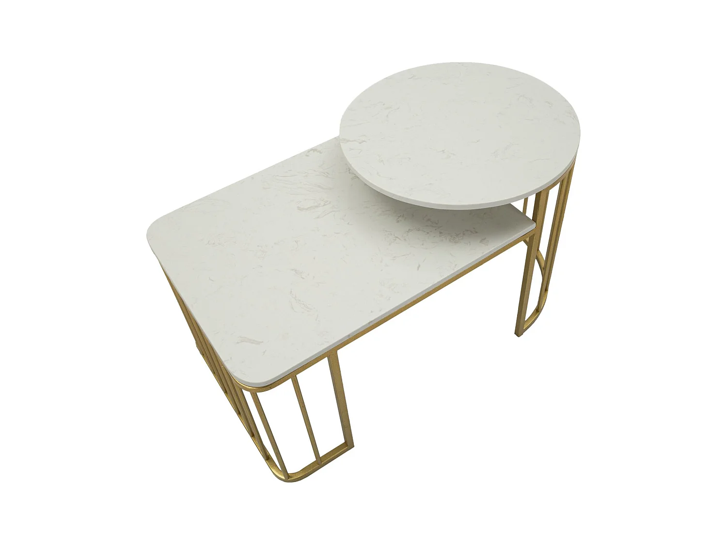 Tavolo da caffé in metallo dorato e marmo cm 90x50x50