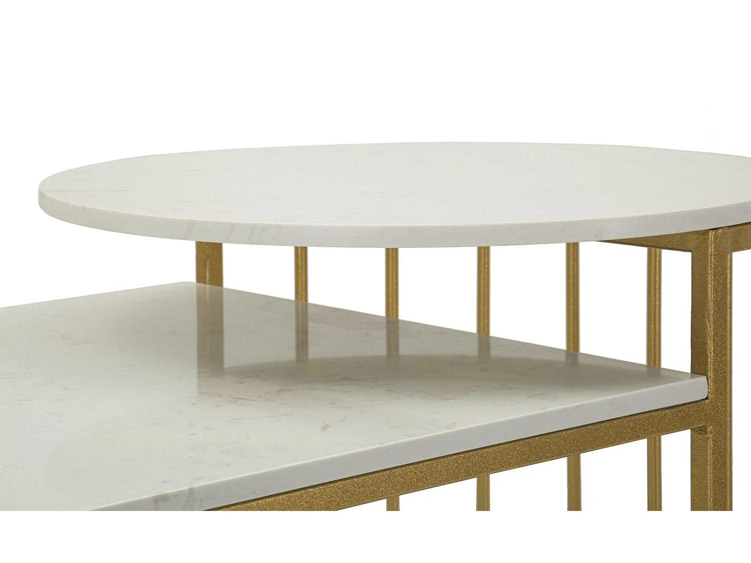 Table basse en métal doré et marbre, 90x50x50 cm