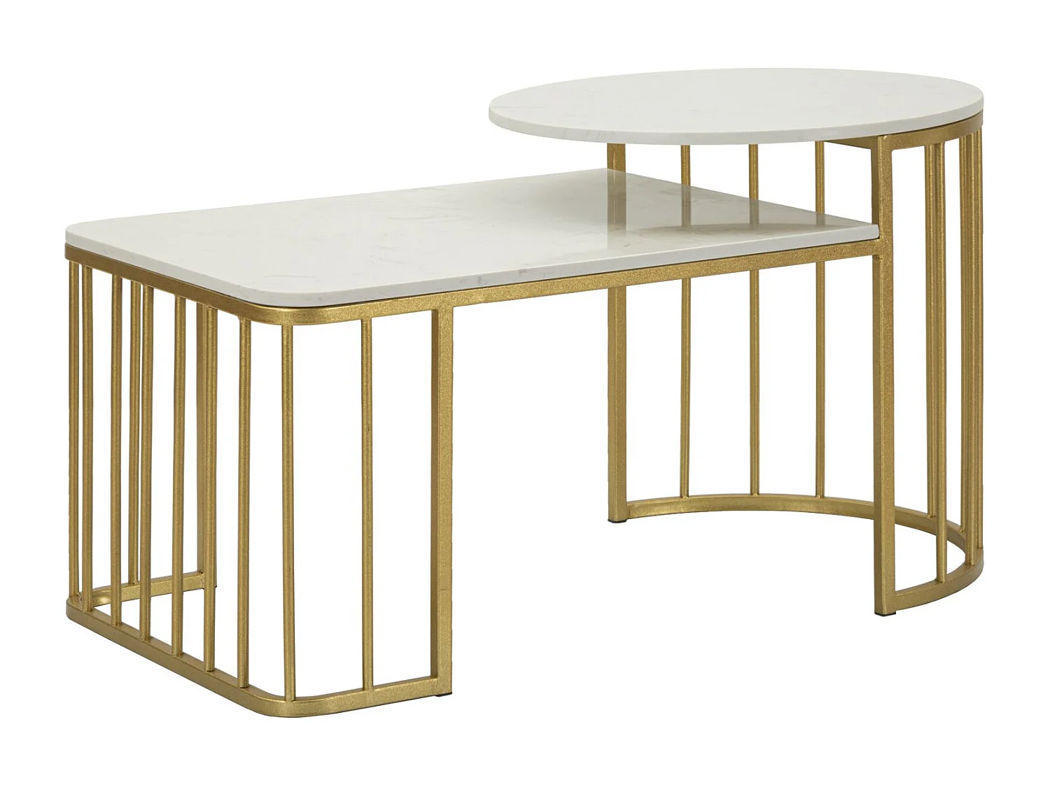 Tavolo da caffé in metallo dorato e marmo cm 90x50x50