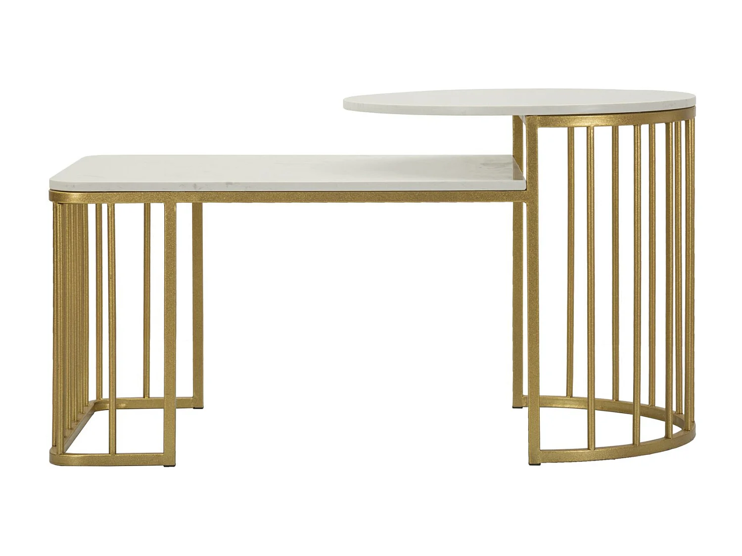 Tavolo da caffé in metallo dorato e marmo cm 90x50x50