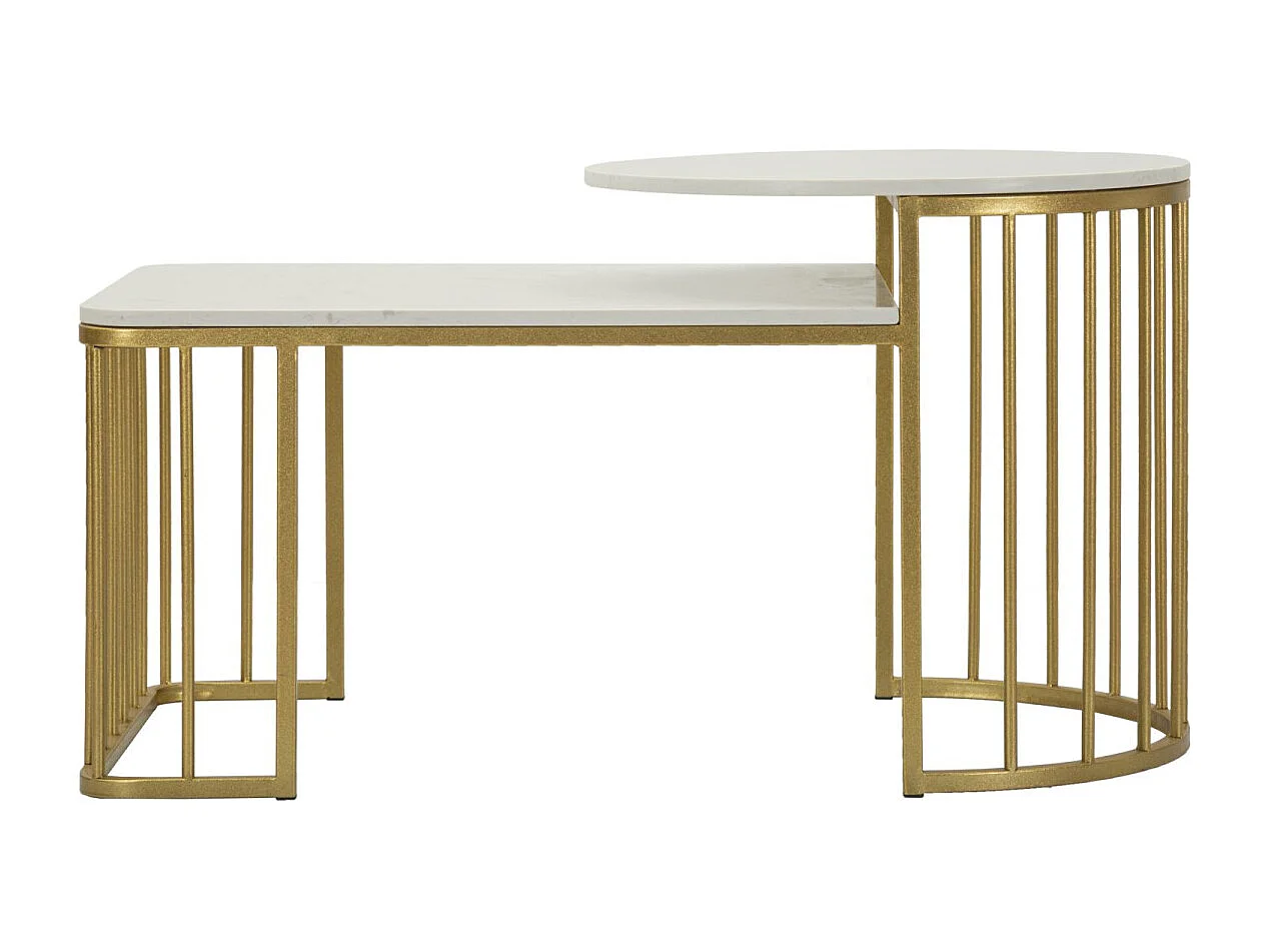 Table Basse en Marbre "Ankara" 90cm Blanc & Or