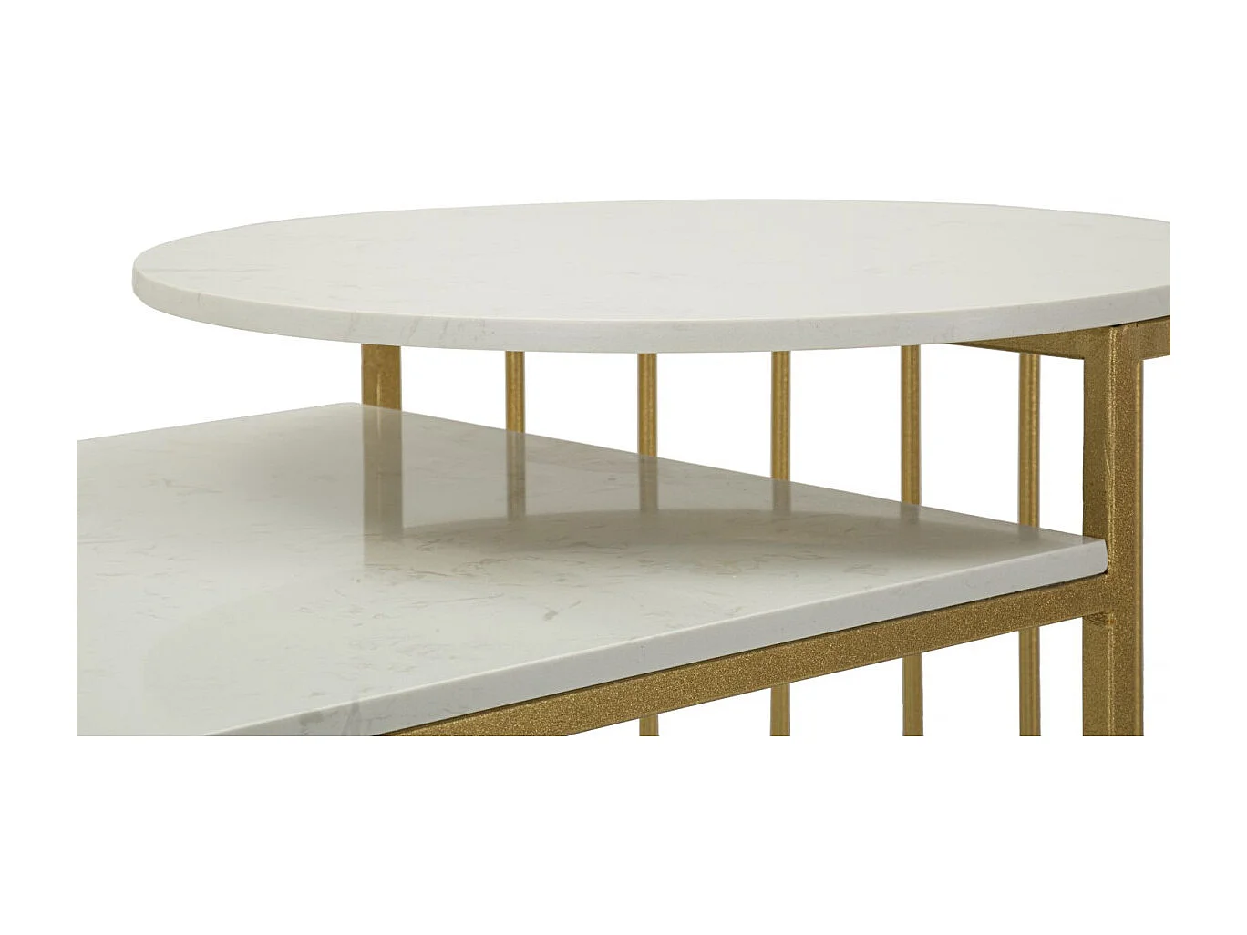 Table Basse en Marbre "Ankara" 90cm Blanc & Or