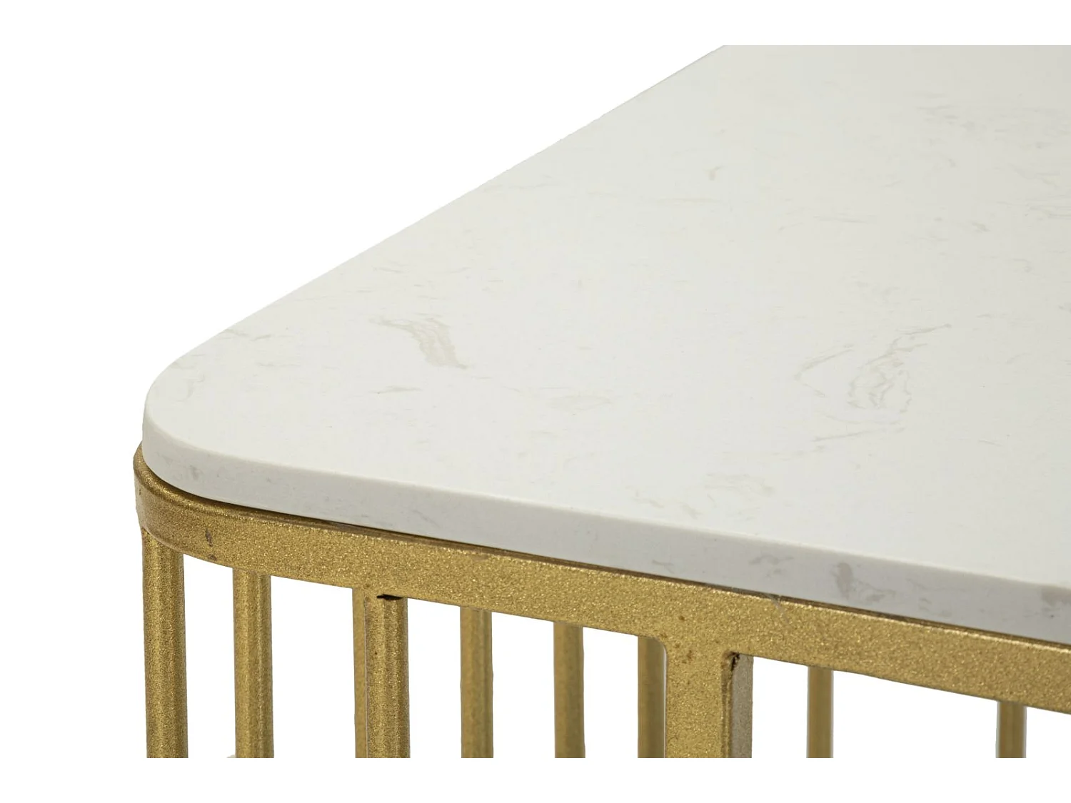 Table Basse en Marbre "Ankara" 90cm Blanc & Or
