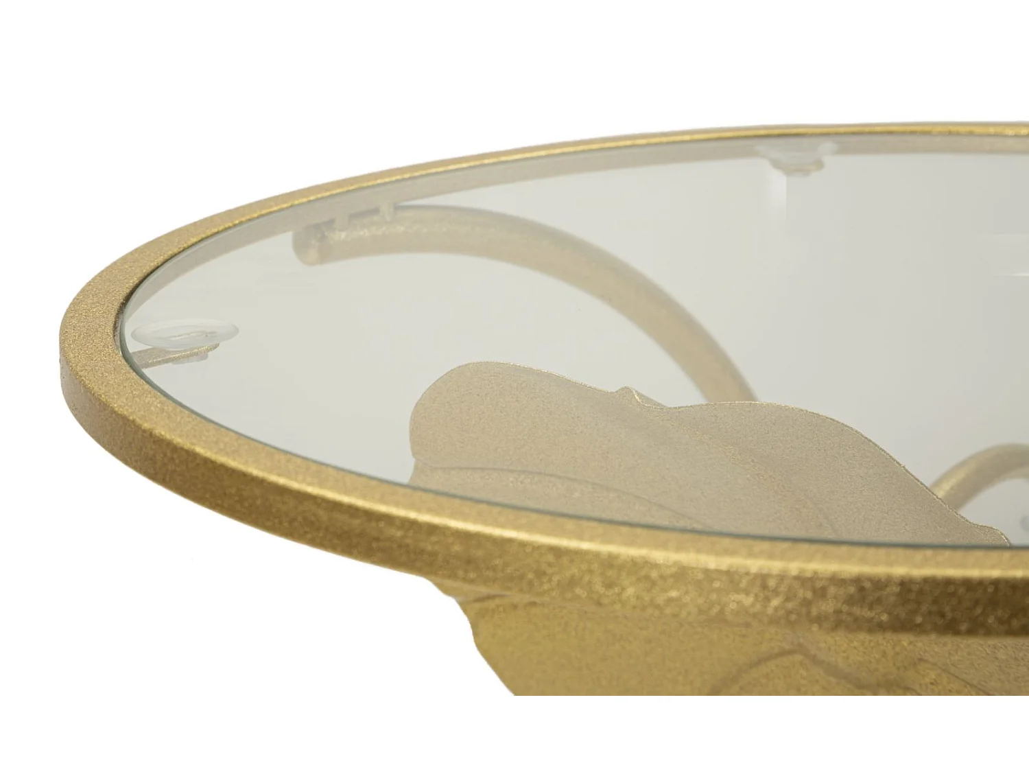 Tavolinetto con 2 ripiani in metallo dorato e vetro cm ø 40x78