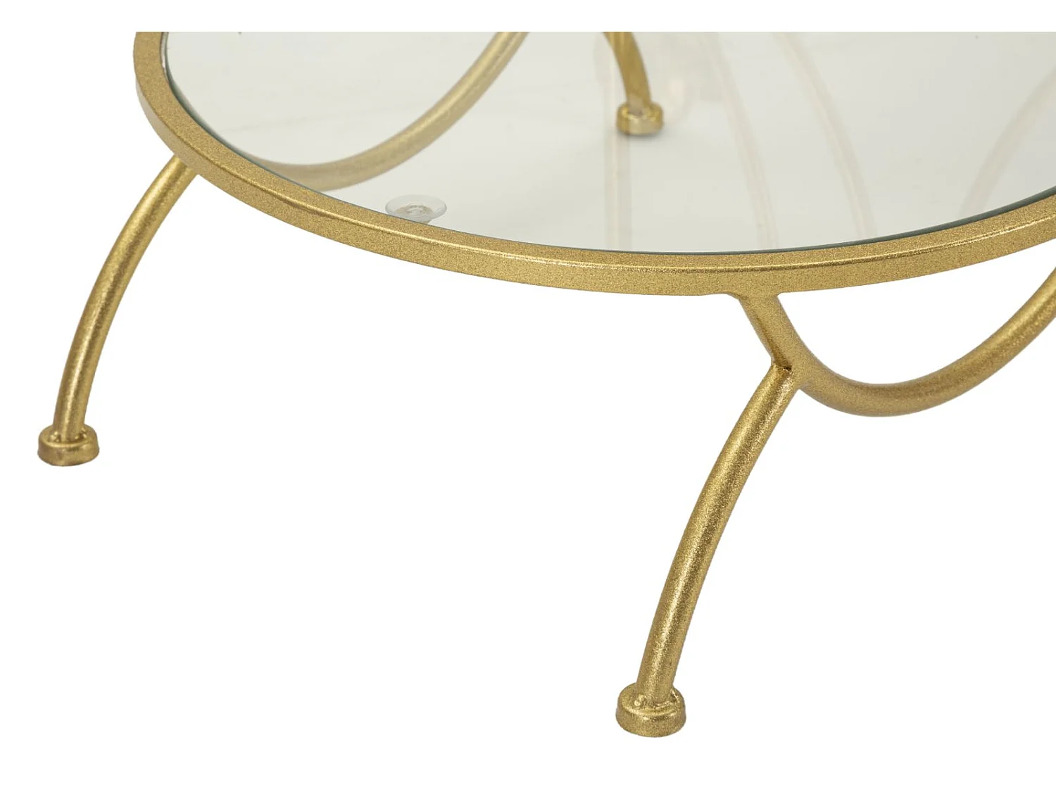 Tavolinetto con 2 ripiani in metallo dorato e vetro cm ø 40x78