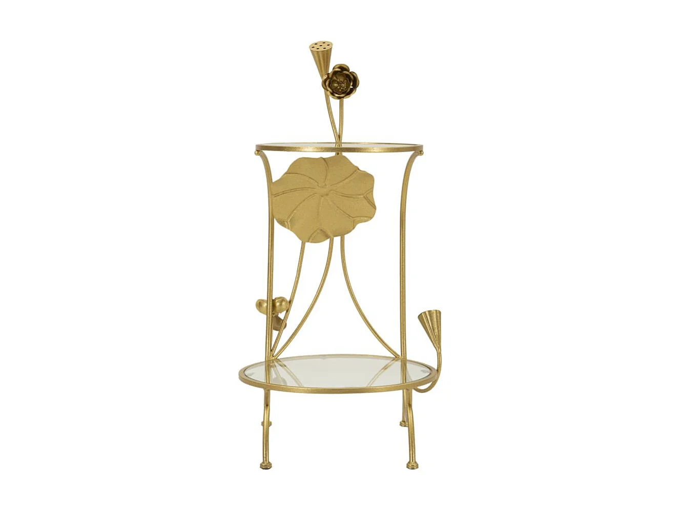 Table d'Appoint 2 Niveaux "Flowers" 78cm Or