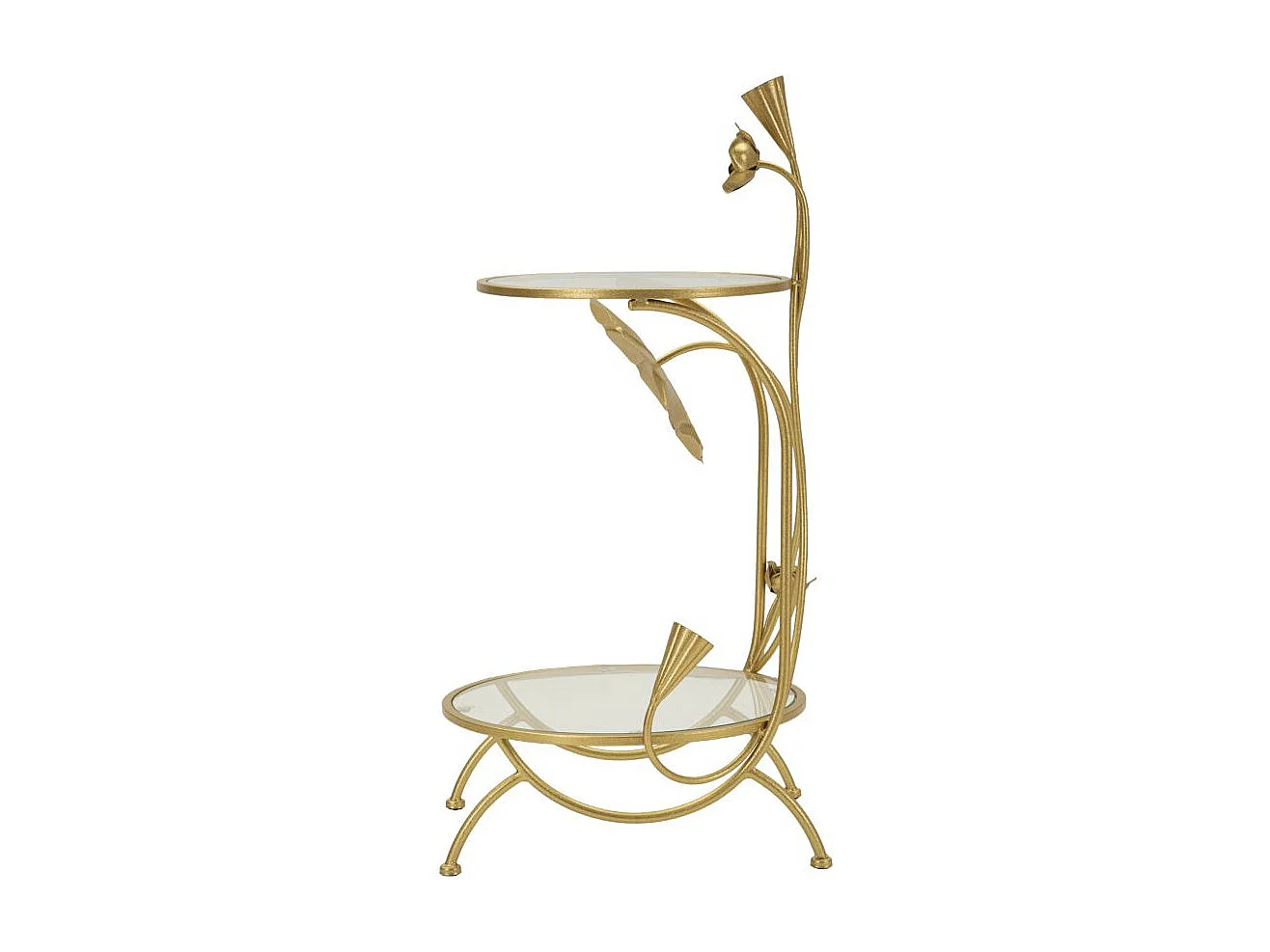 Table d'Appoint 2 Niveaux "Flowers" 78cm Or