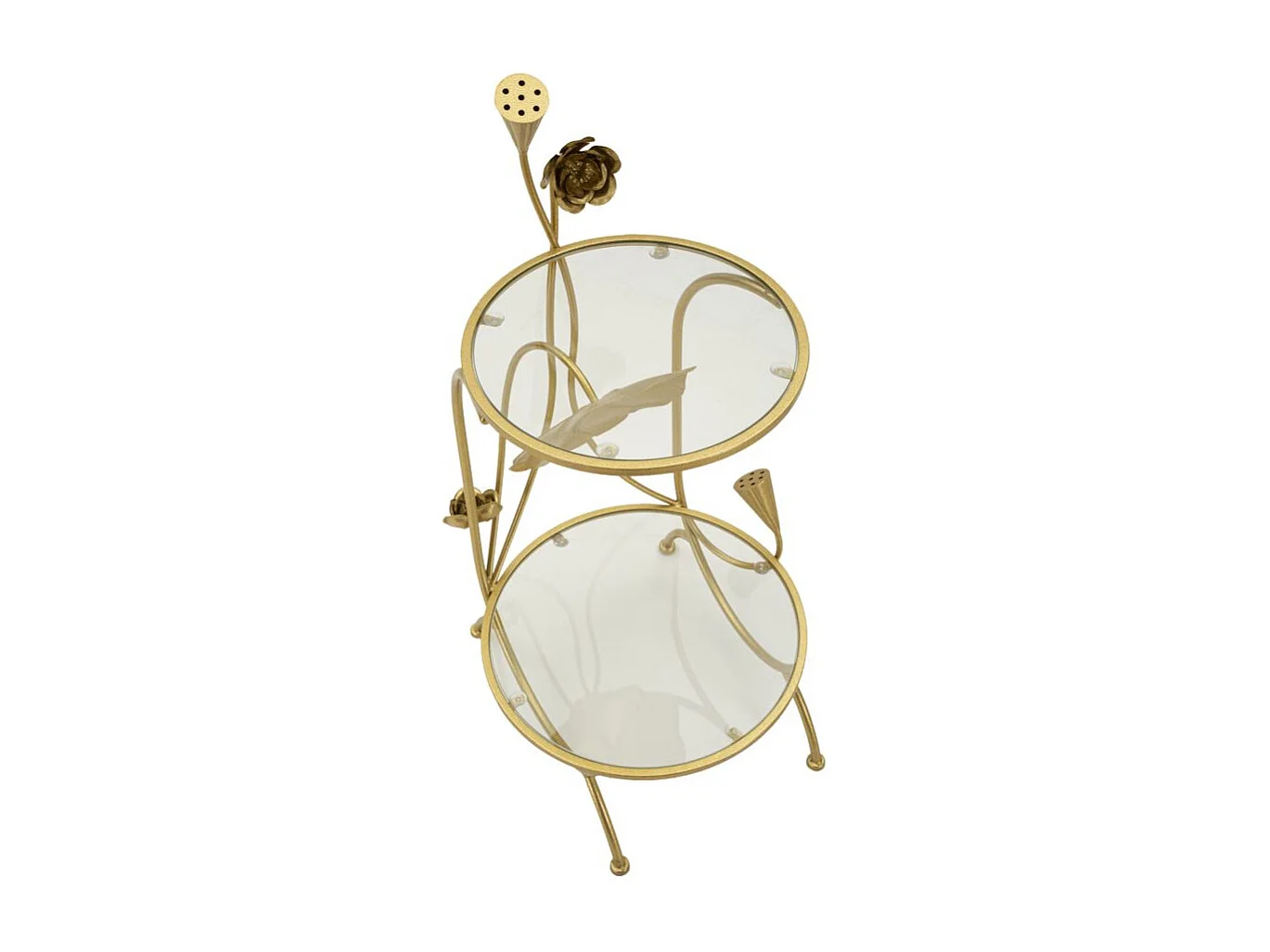 Table d'Appoint 2 Niveaux "Flowers" 78cm Or