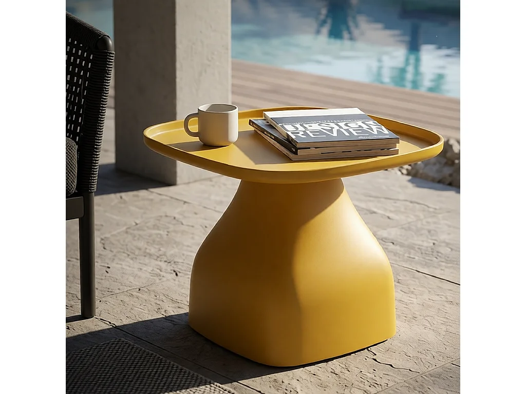 Mesa auxiliar para exterior e interior de polipropileno Gea 38 - Amarillo