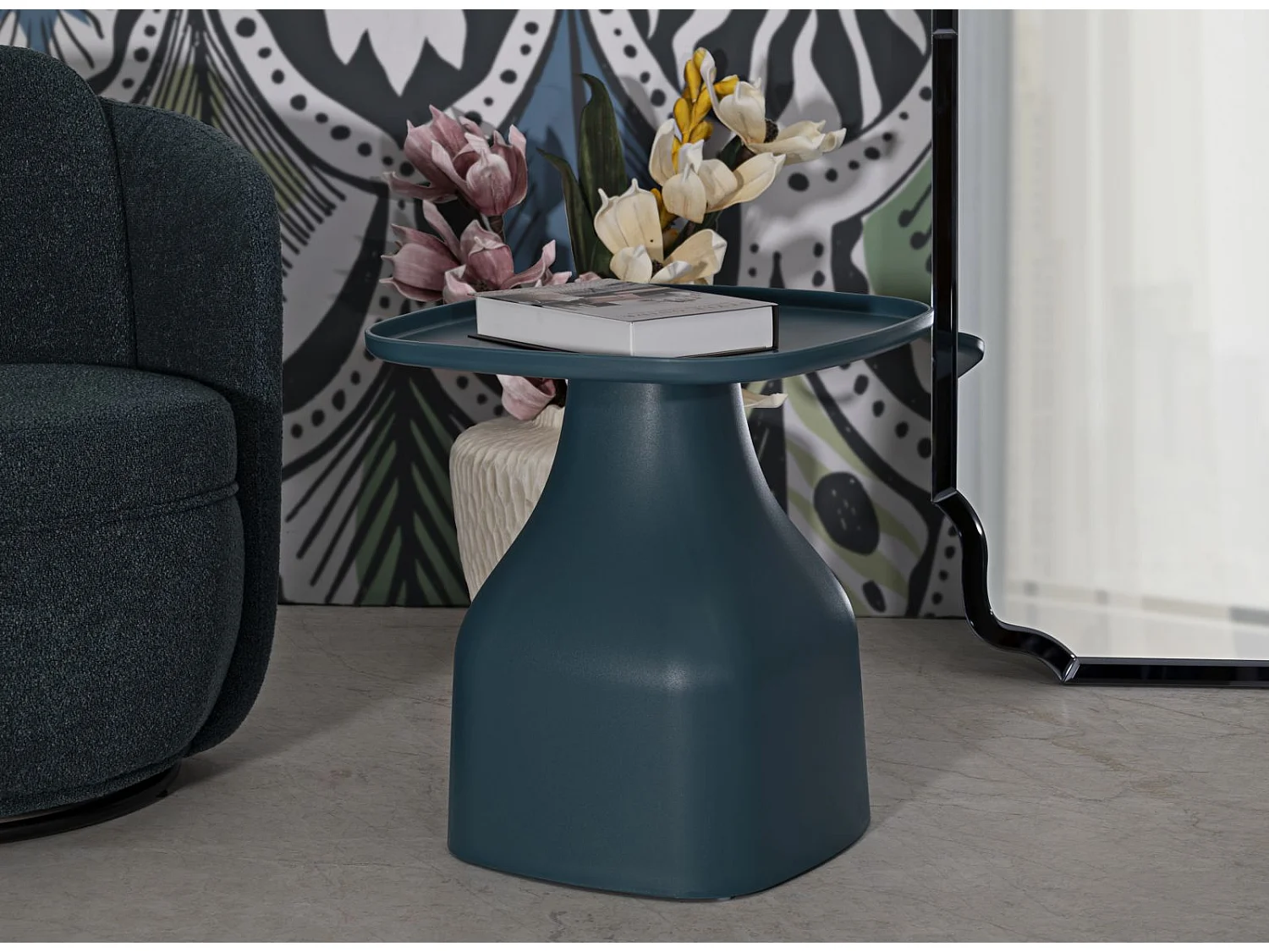 Table d'Appoint Carrée "Gea" 50cm Bleu