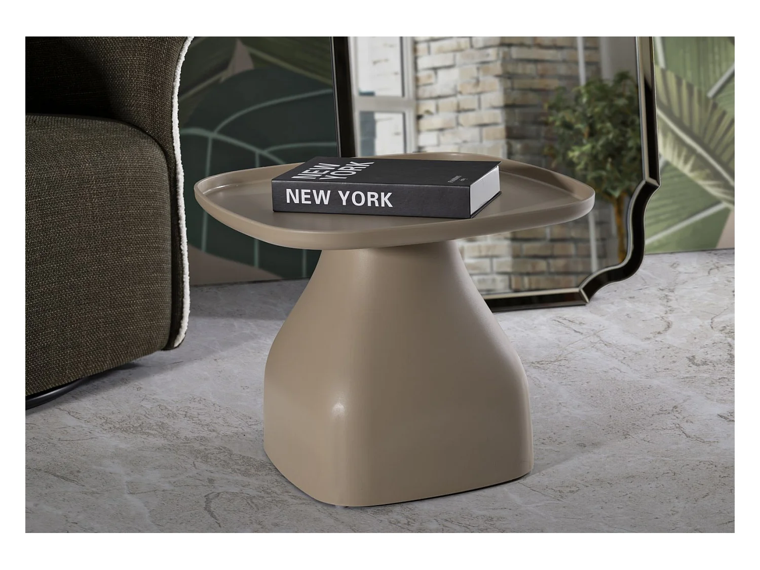 Table en plastique gris tourterelle 48x48x38 cm