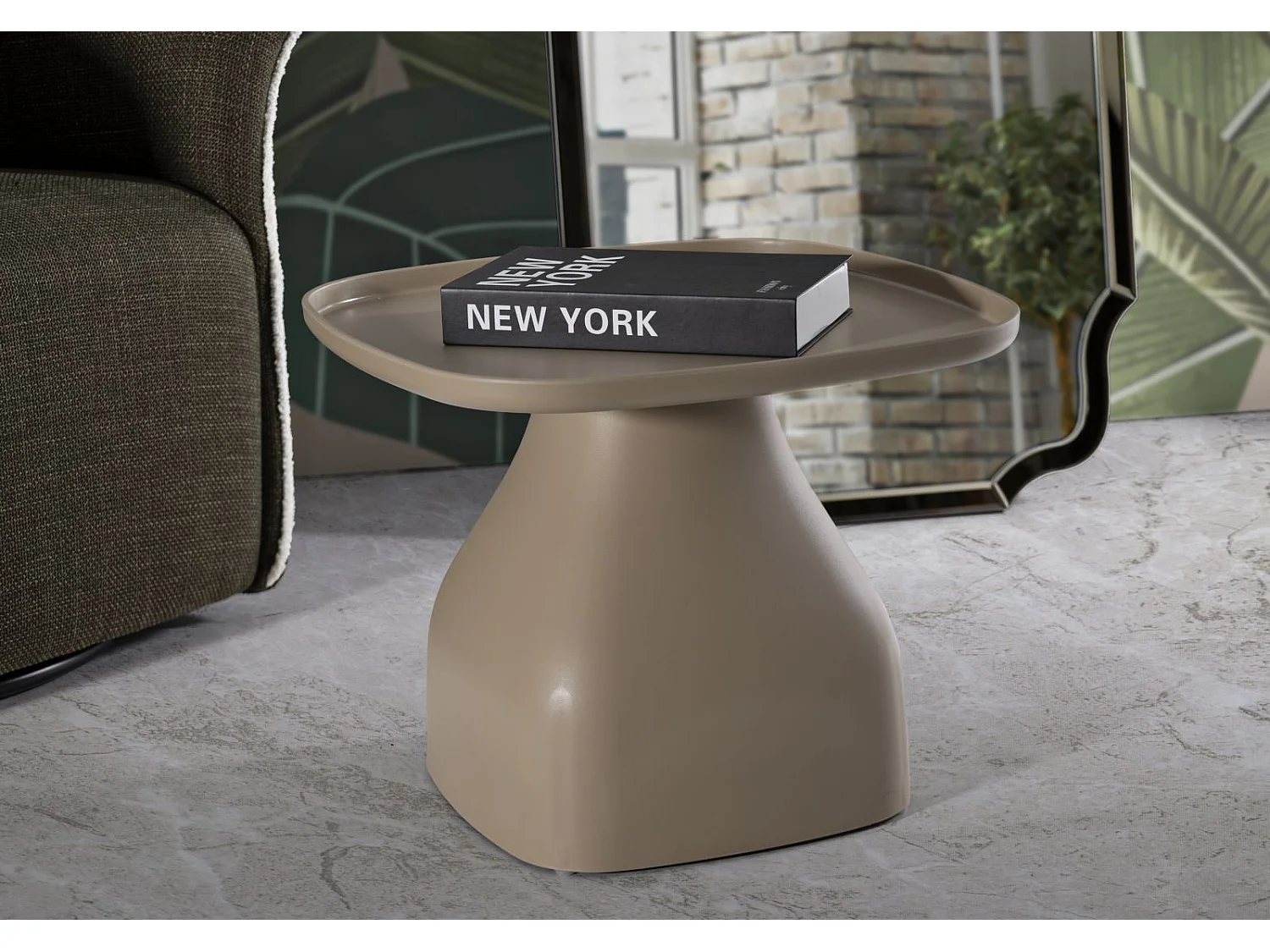 Table en plastique gris tourterelle 48x48x38 cm