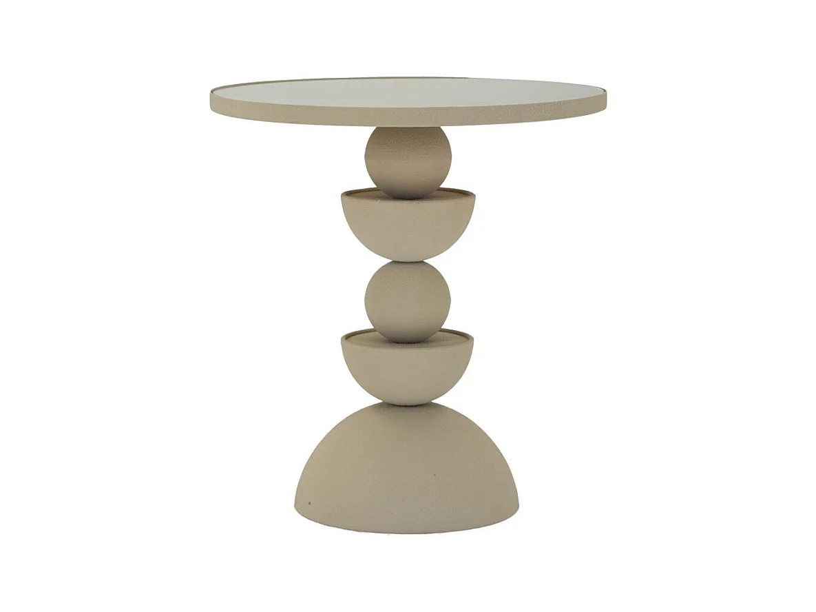 Table basse en métal crème et miroir cm ø 40,5x42