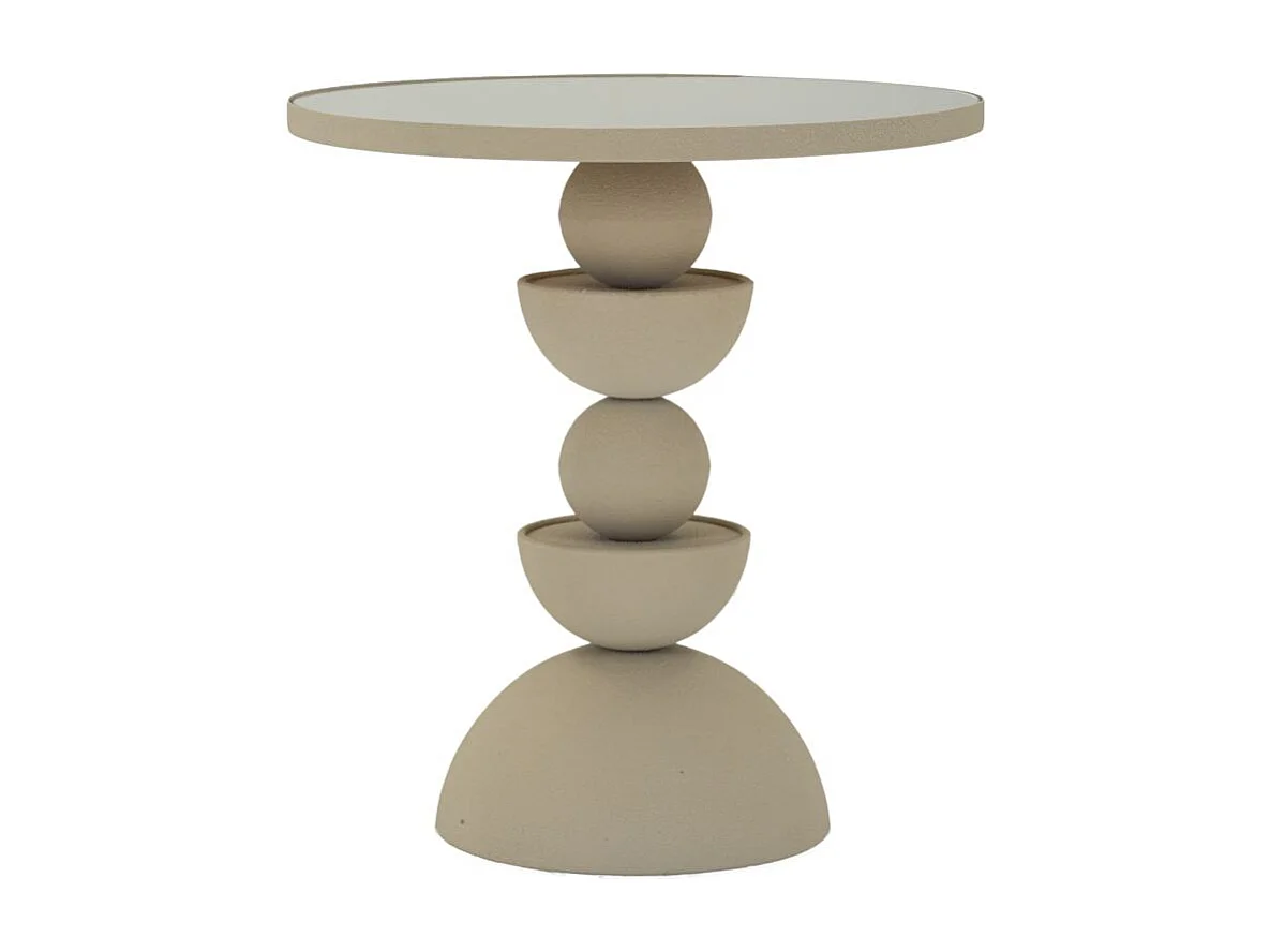 Table basse en métal crème et miroir cm ø 40,5x42