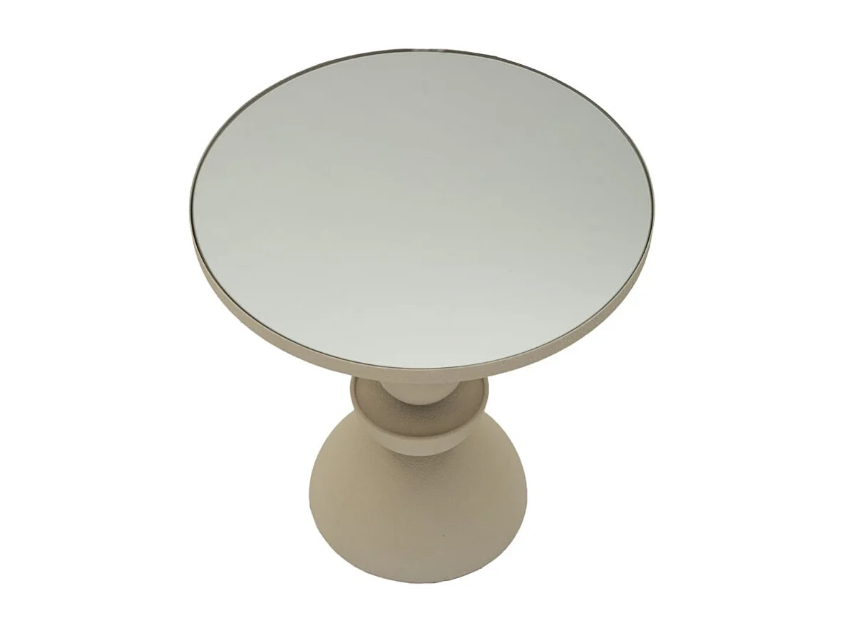 Table basse en métal crème et miroir cm ø 40,5x42