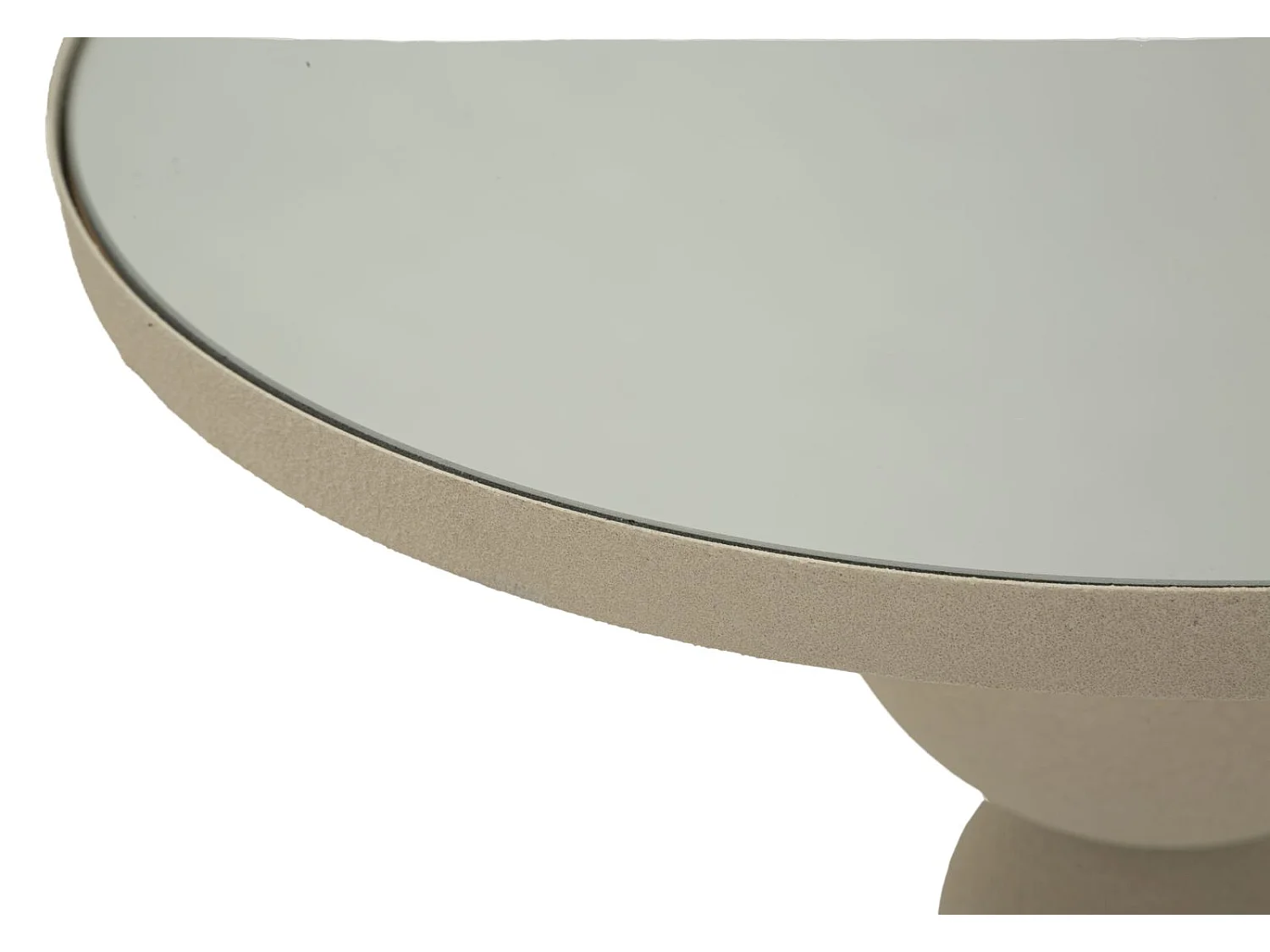 Table basse en métal crème et miroir cm ø 40,5x42