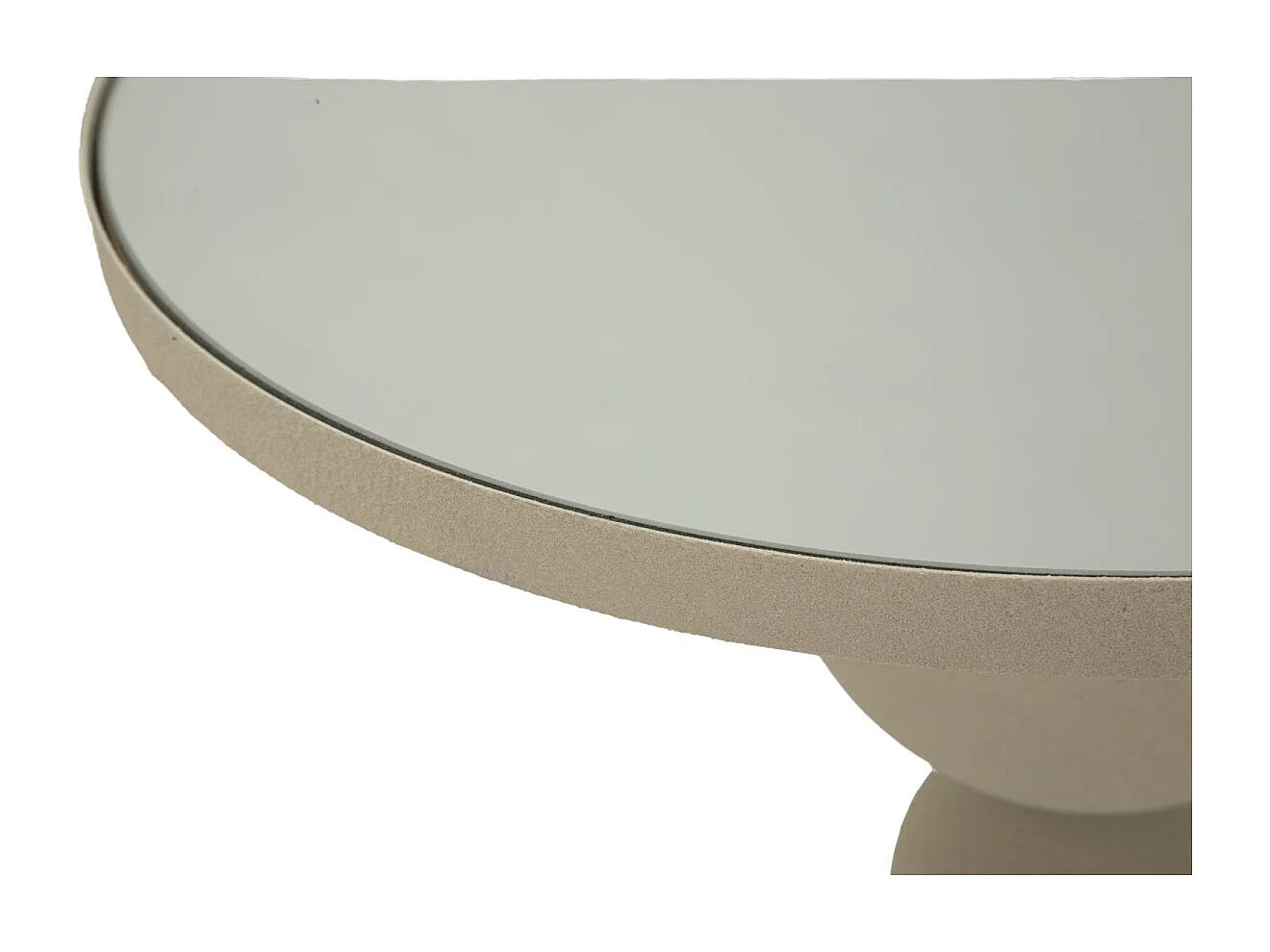 Crèmekleurige metalen salontafel met spiegel, ø 40,5x42 cm