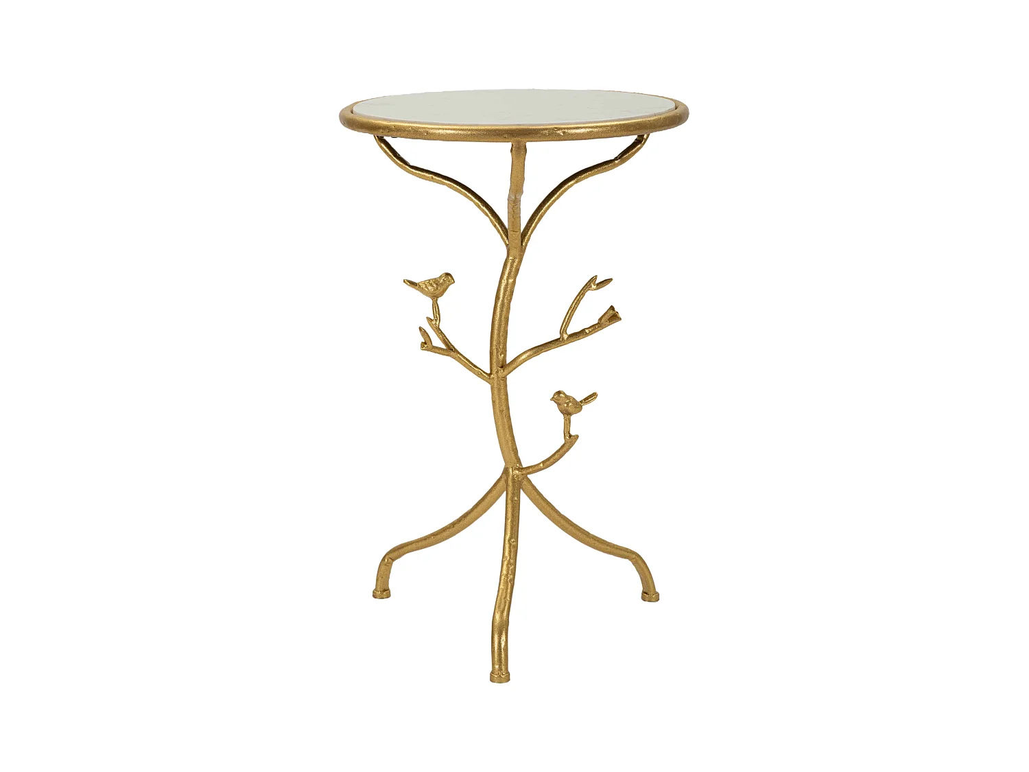 Tavolinetto in metallo dorato e marmo cm ø 38x60