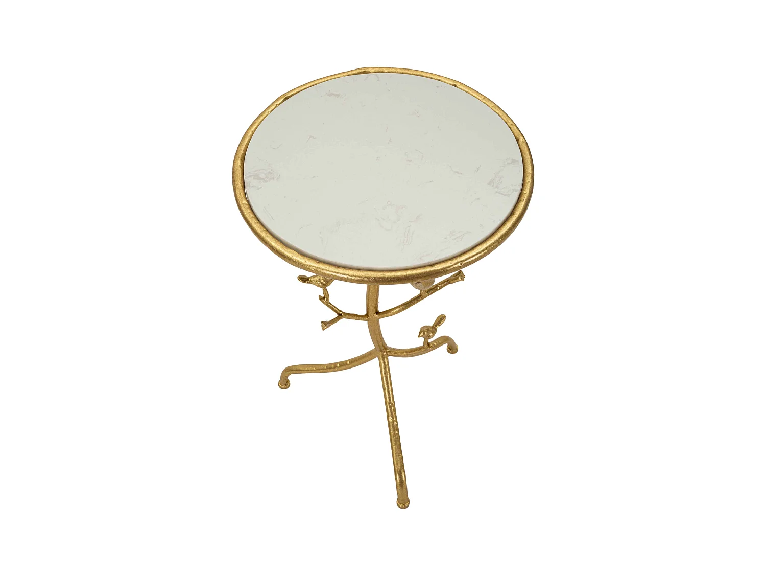 Tavolinetto in metallo dorato e marmo cm ø 38x60