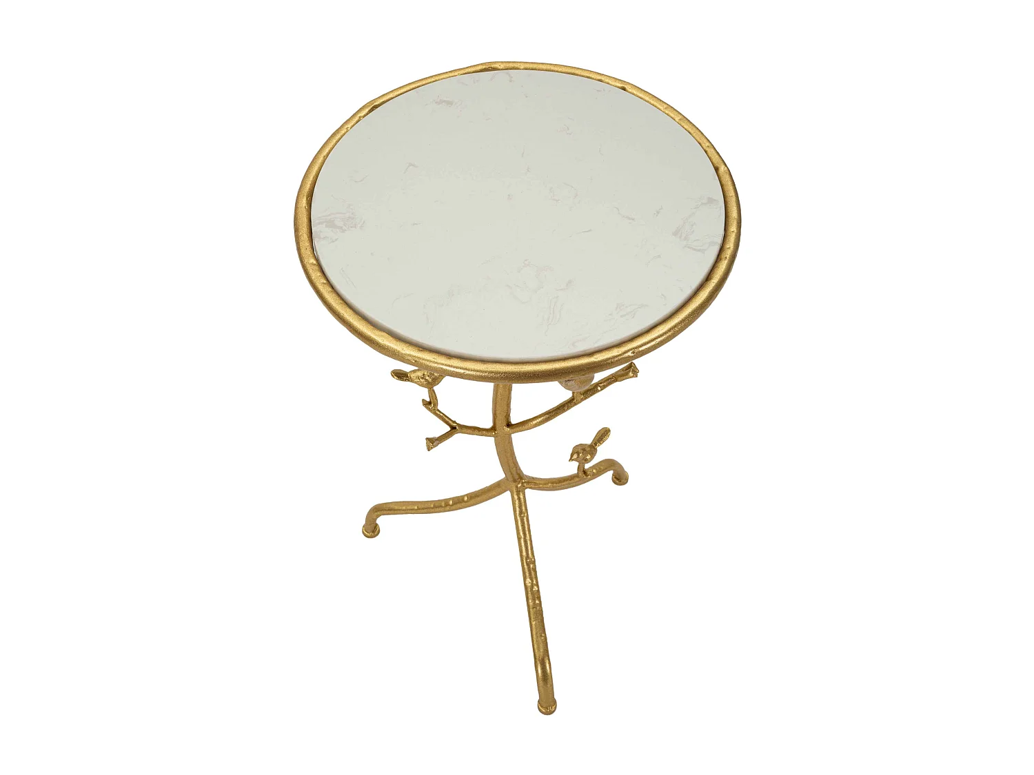 Tavolinetto in metallo dorato e marmo cm ø 38x60