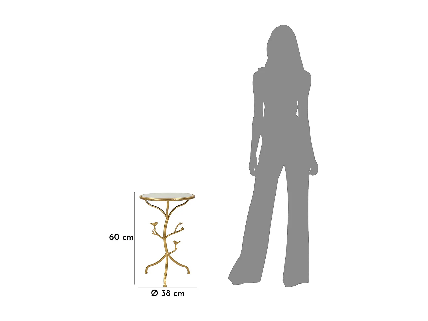 Tavolinetto in metallo dorato e marmo cm ø 38x60