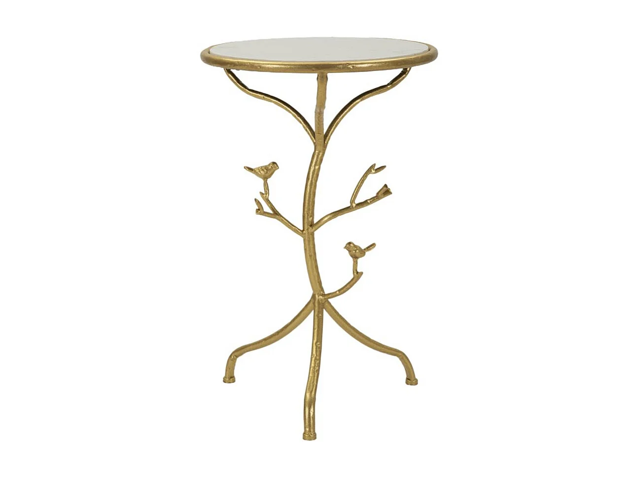 Table d'Appoint en Marbre "Birds" 60cm Or