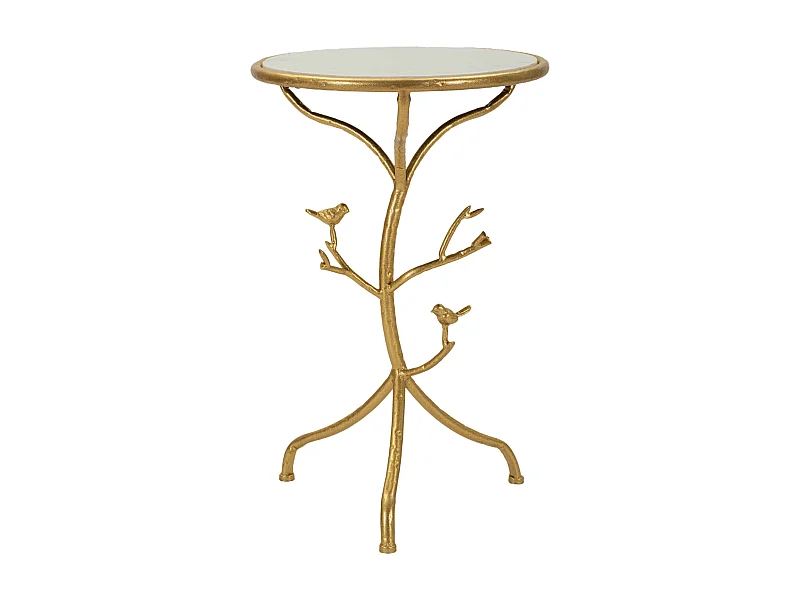 Salontafel van goudkleurig metaal en marmer, ø 38x60 cm