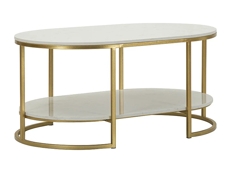 Tavolo da caffé in metallo dorato e marmo cm 90x60x45