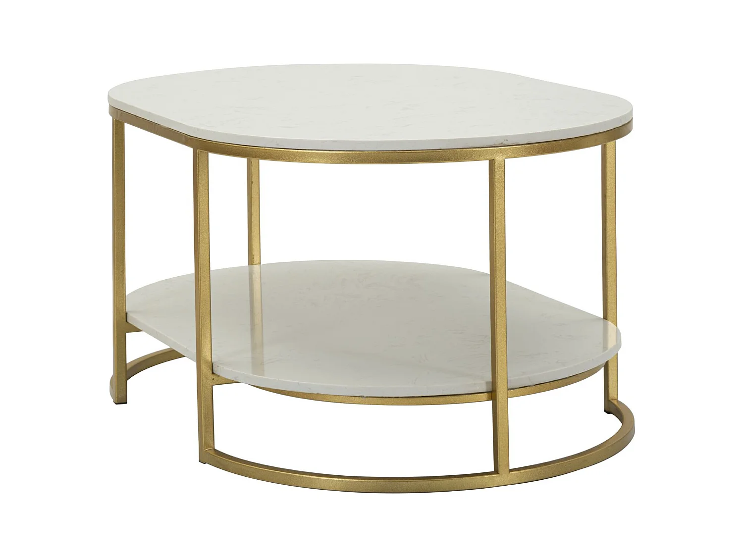 Tavolo da caffé in metallo dorato e marmo cm 90x60x45