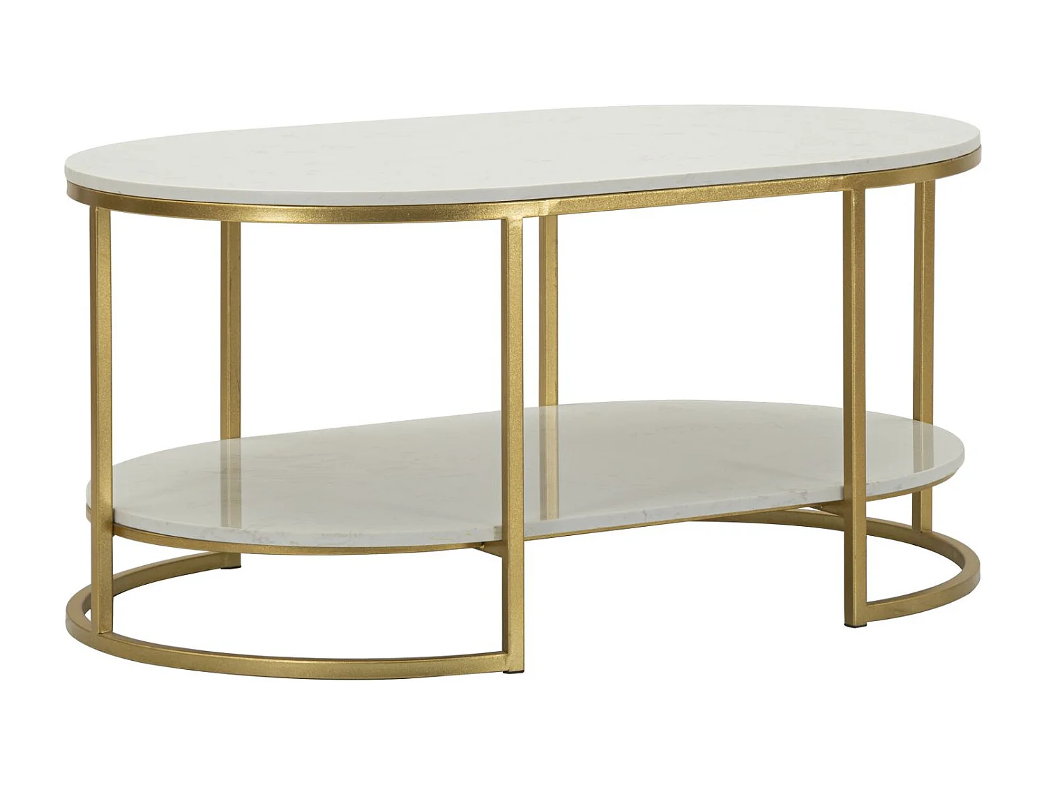 Tavolo da caffé in metallo dorato e marmo cm 90x60x45