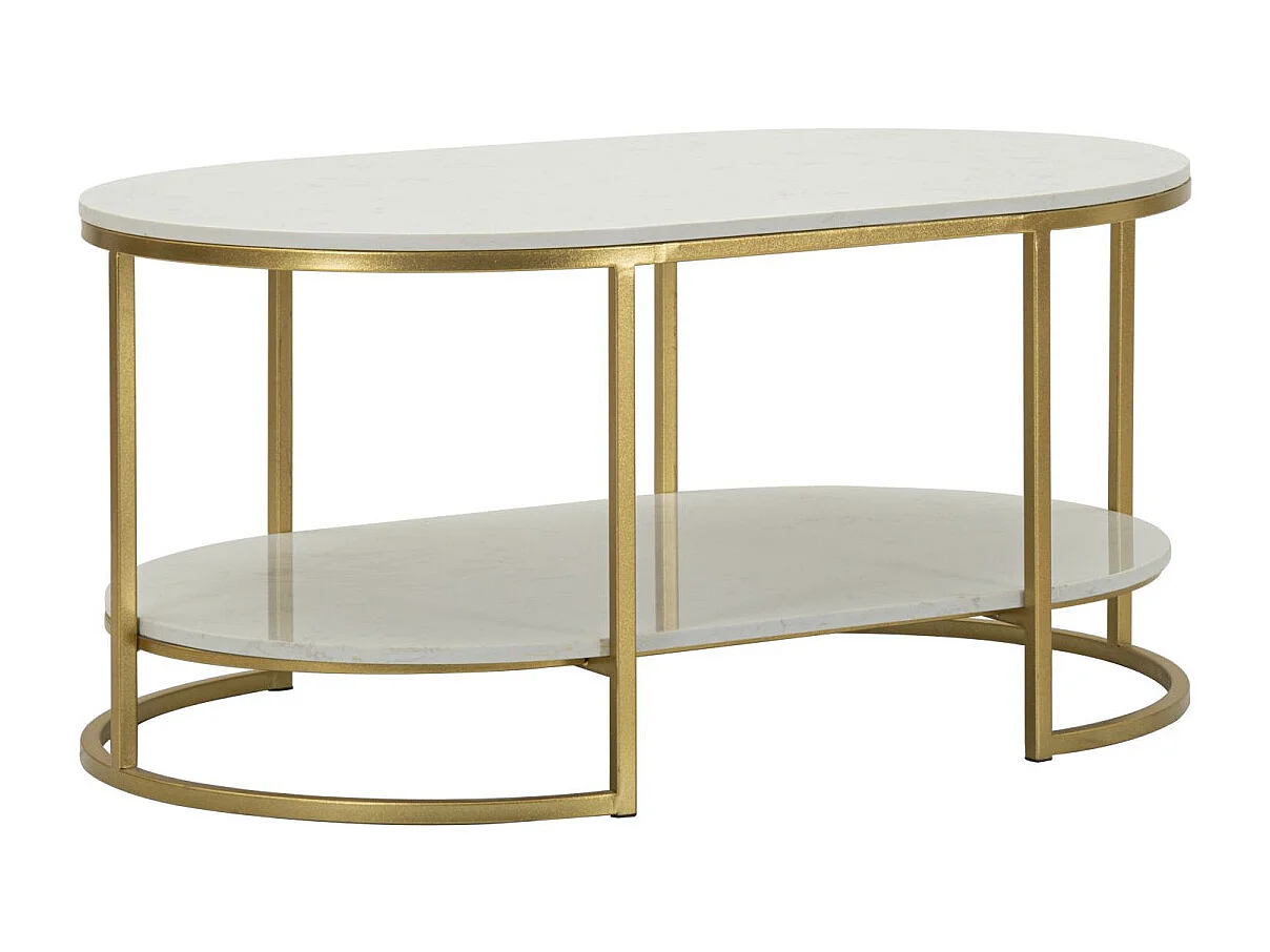 Table Basse en Marbre "Izmir" 90cm Blanc & Or