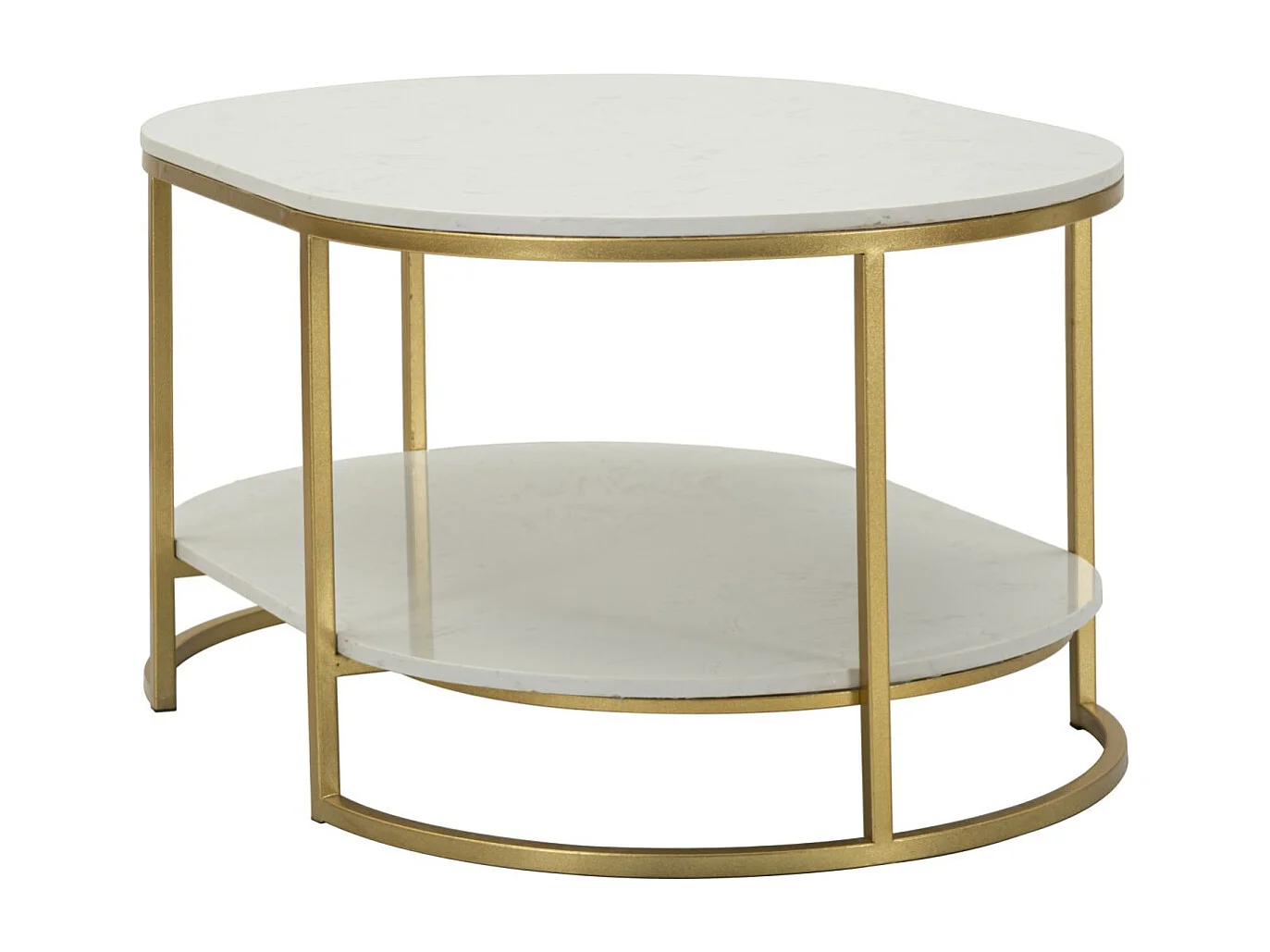 Table Basse en Marbre "Izmir" 90cm Blanc & Or