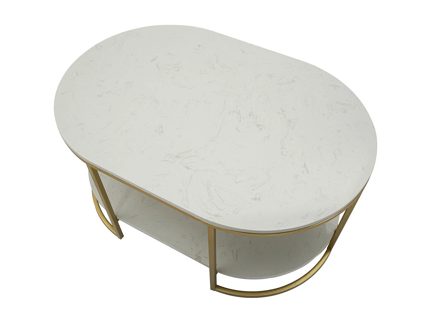 Table Basse en Marbre "Izmir" 90cm Blanc & Or