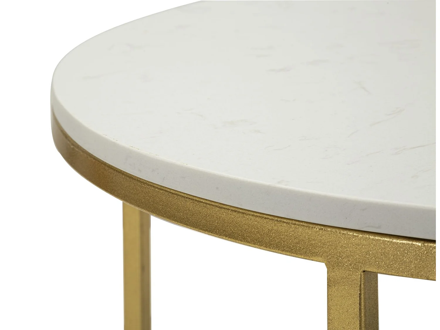 Table Basse en Marbre "Izmir" 90cm Blanc & Or