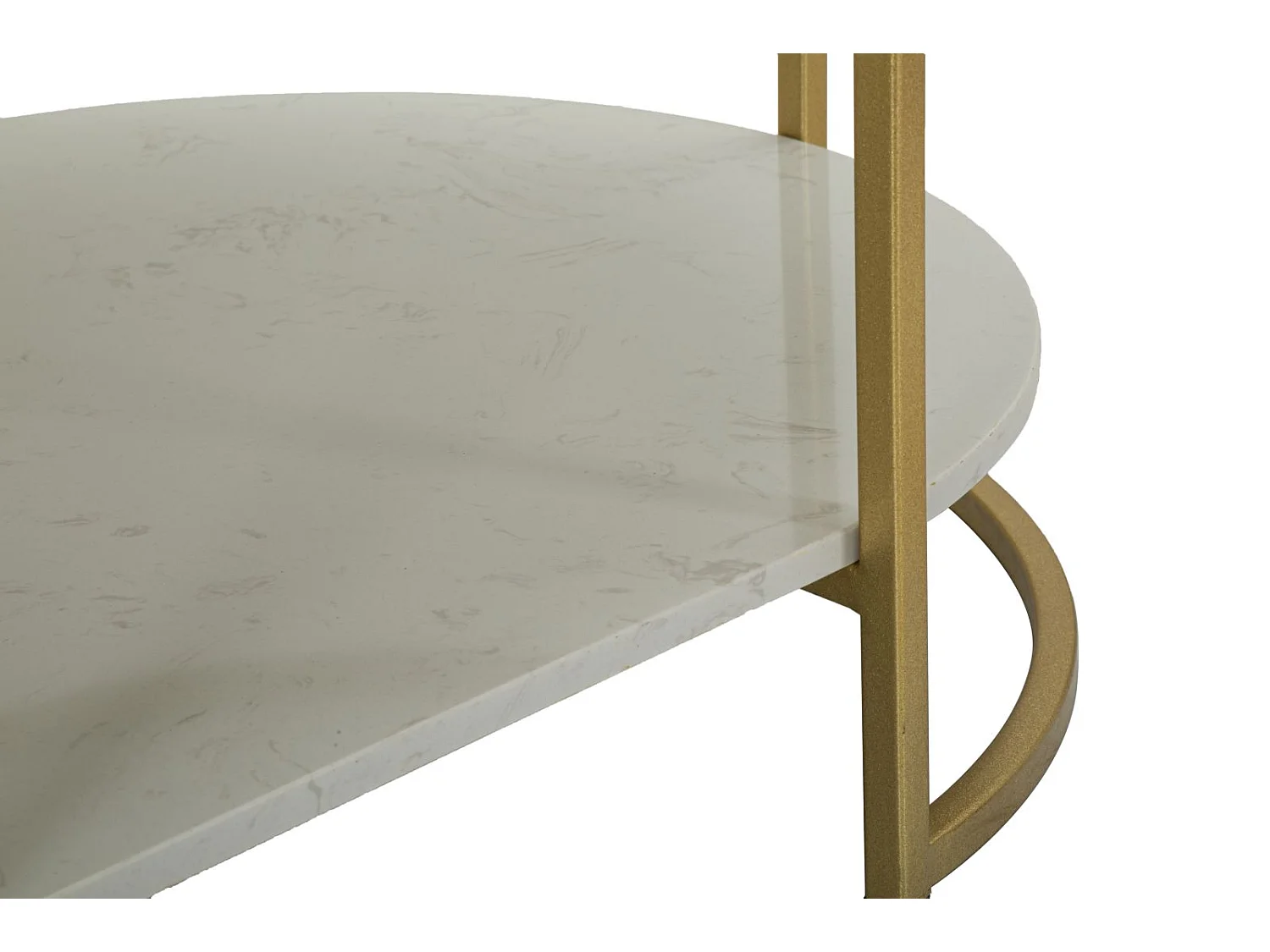 Salontafel van goudkleurig metaal en marmer, 90x60x45 cm