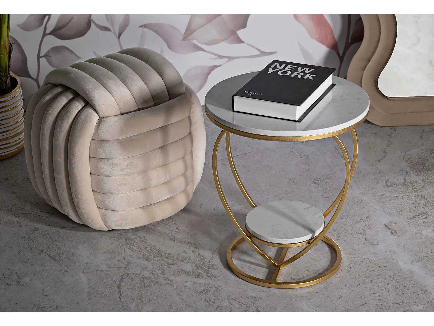 Table d'appoint en métal et marbre Heart 40 x 45.5 cm