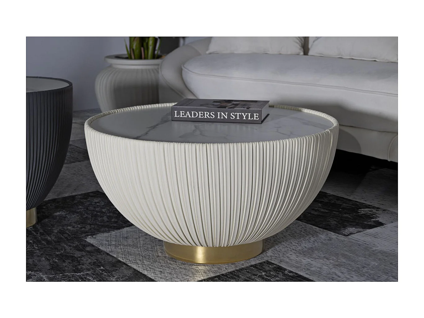 Table Basse Design "Elge" 71cm Crème