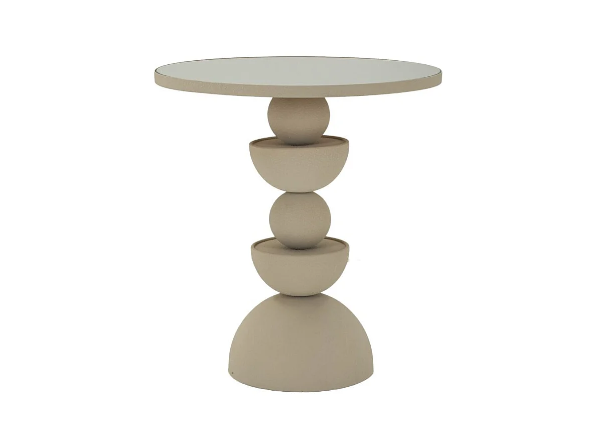 Tavolinetto in metallo crema e specchio cm ø 45x49,5