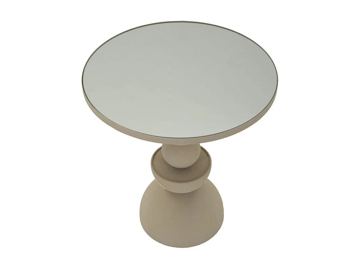 Tavolinetto in metallo crema e specchio cm ø 45x49,5