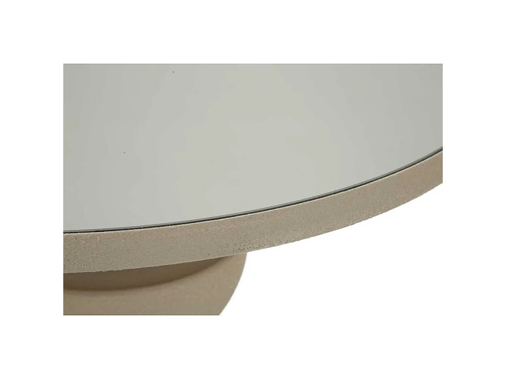 Tavolinetto in metallo crema e specchio cm ø 45x49,5