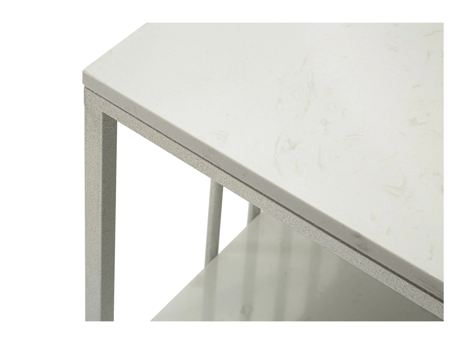 Table basse en métal argenté et marbre, 90x60x45 cm