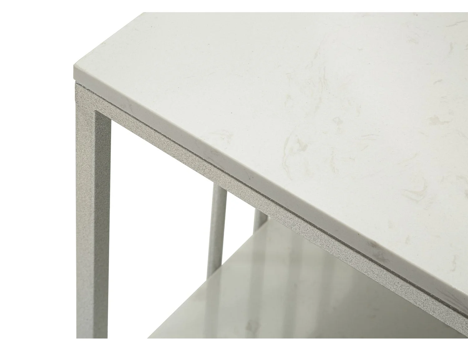 Salontafel van zilverkleurig metaal en marmer, 90x60x45 cm