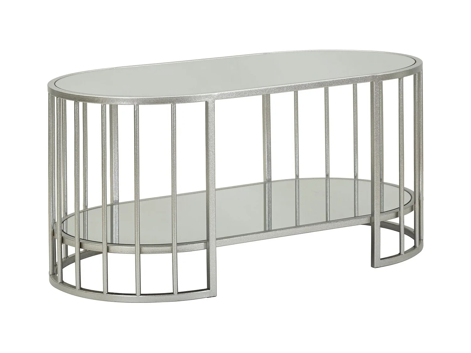 Table basse en métal argenté et verre, 90x50x45 cm